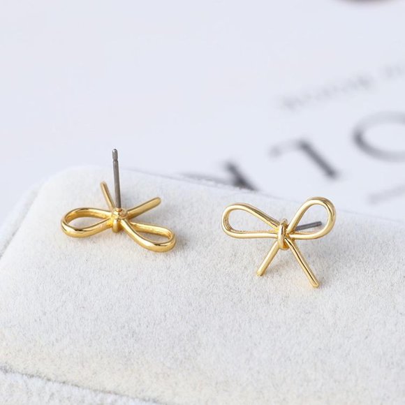 Kate Spade Skinny Mini Bow Gold Stud Earrings - Picture 2 of 6